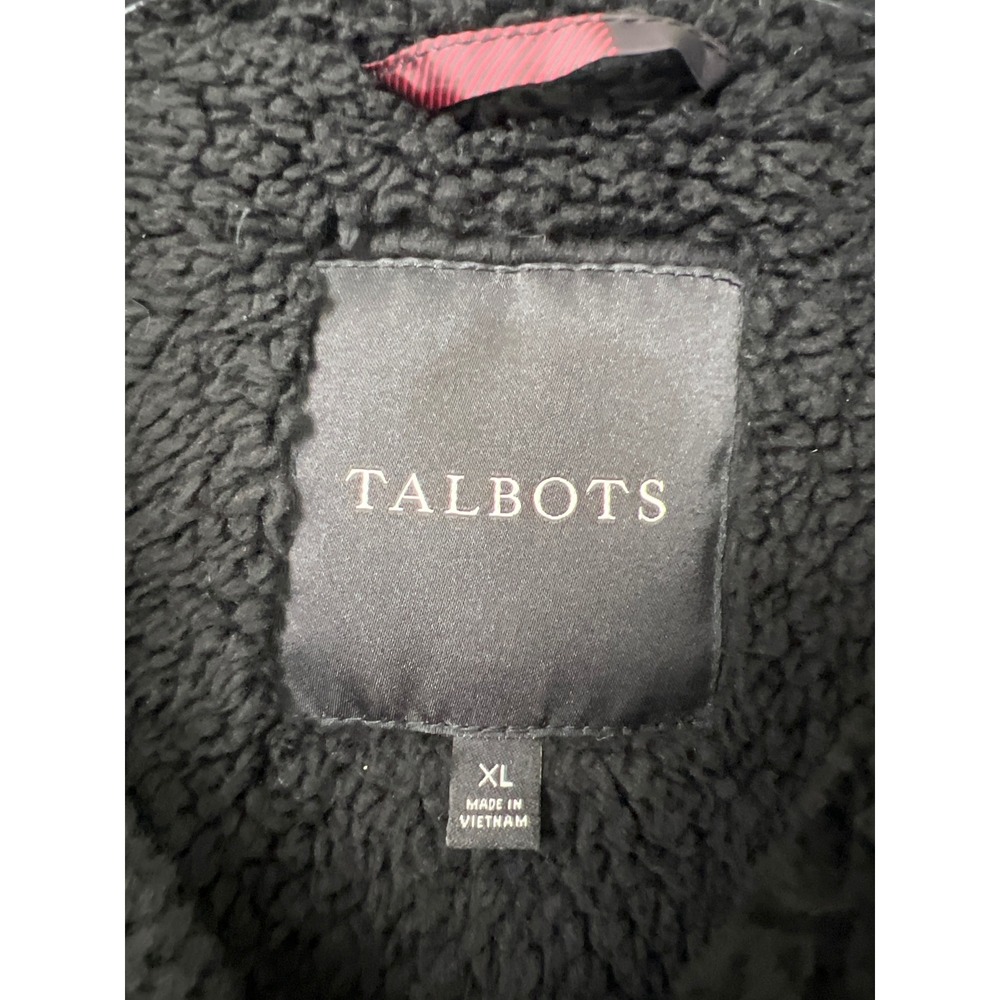 Talbots Puffer Vest Women XL Red Buffalo Plaid Sherpa Lined Quilted Zip Front - Picture 2 of 8